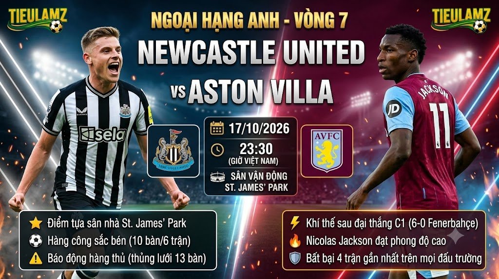 Nhận định bóng đá Newcastle vs Aston Villa lúc 23h30 ngày 17/10 vòng 7 Ngoại Hạng Anh