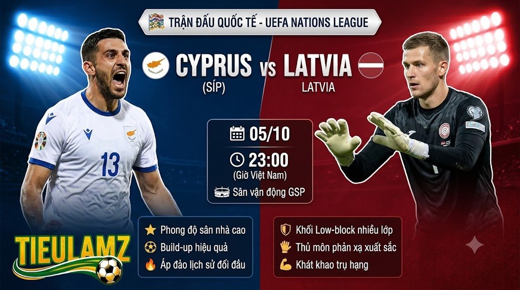 Ảnh bìa nhận định trận đấu Síp vs Latvia giải UEFA Nations League - Xem trực tiếp bóng đá TieuLamTV.